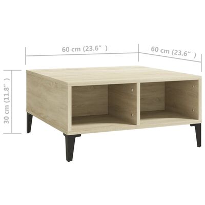 vidaXL Couchtisch Sonoma-Eiche 60x60x30 cm Holzwerkstoff