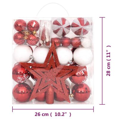 vidaXL 64-tlg. Weihnachtskugel-Set Rot und Weiß