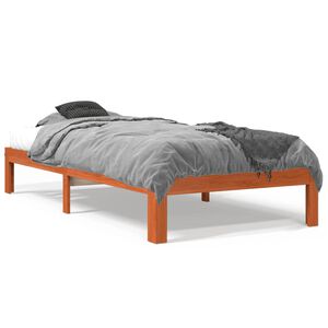 vidaXL Massivholzbett ohne Matratze Wachsbraun 75x190 cm Kiefernholz