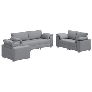 vidaXL Sofa 3 stk. Hellgrau Leinenmischgewebe
