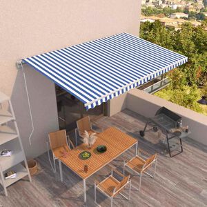 vidaXL Markise Automatisch Einziehbar 500x350 cm Blau und Wei&szlig;