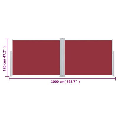 vidaXL Ausziehbare Seitenmarkise Rot 120 x 1000 cm