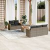 vidaXL 6-tlg. Garten-Sofagarnitur mit Kissen Grau Poly Rattan