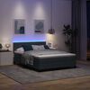 vidaXL LED Boxspringbett mit Matratze Dunkelgrau 140 x 200 cm Samt