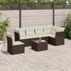 vidaXL 6-tlg. Garten-Sofagarnitur mit Kissen Braun Poly Rattan