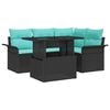 vidaXL Gartensofa-set mit Kissen 5 pcs Schwarz Poly Rattan