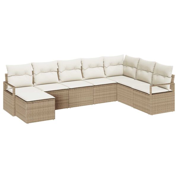 vidaXL Sofa Set mit Kissen 8 pcs Beige und Creme Poly-Rattan