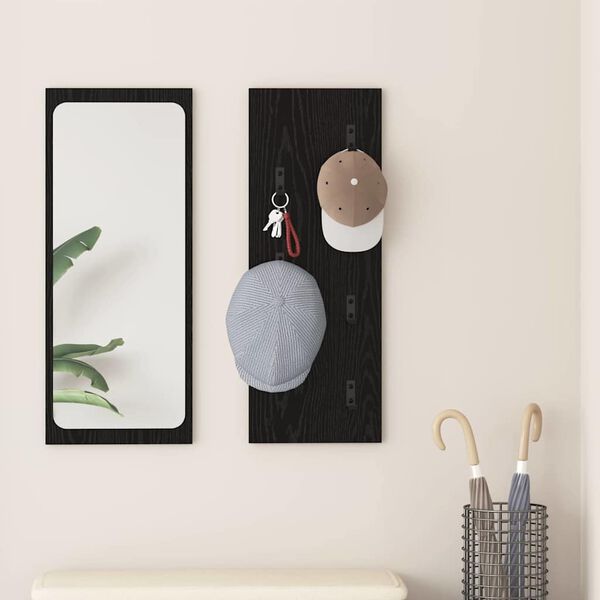 vidaXL Wandmontierter Kleiderständer Wandmontiert Schwarz Eichen-Optik