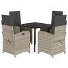 vidaXL 5-tlg. Garten-Essgruppe mit Kissen Hellgrau Poly Rattan