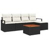 vidaXL Garten-Sofa-Set mit Kissen 6 pcs Schwarz Poly Rattan