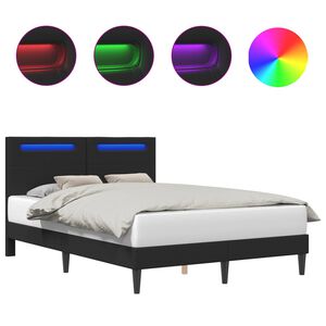 vidaXL Bettrahmen mit LED-Lichtleisten Schwarz 120 x 200 cm Kunstleder