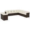 vidaXL 11-tlg. Garten-Sofagarnitur mit Kissen Braun Poly Rattan