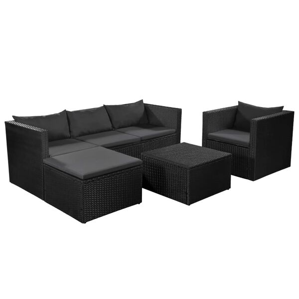 vidaXL 4-tlg. Garten-Lounge-Set Poly Rattan Schwarz und Grau