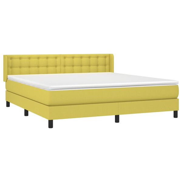 vidaXL Boxspringbett mit Matratze Gr&uuml;n 160x200 cm Stoff