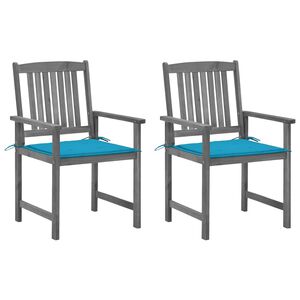 vidaXL Gartenst&uuml;hle mit Kissen 2 Stk. Grau Massivholz Akazie