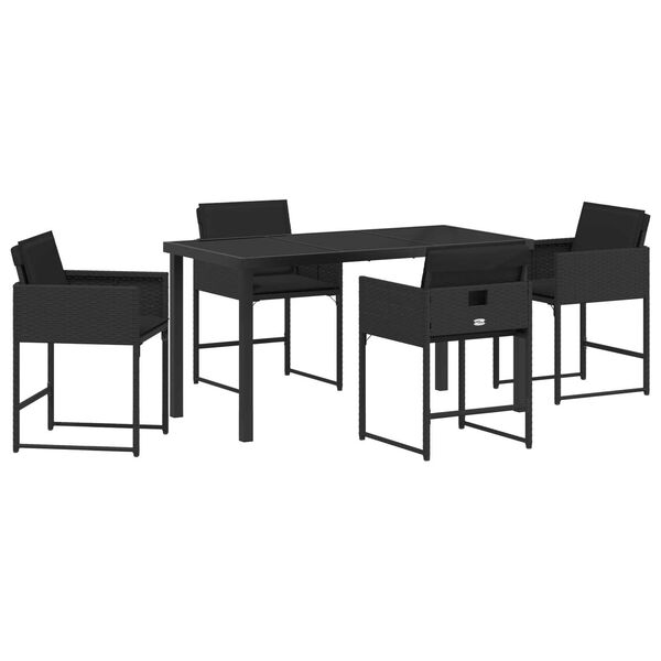 vidaXL Garten Essgruppe mit Kissen 5 pcs Schwarz Poly-Rattan