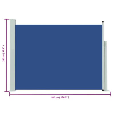 vidaXL Ausziehbare Seitenmarkise 100×500 cm Blau
