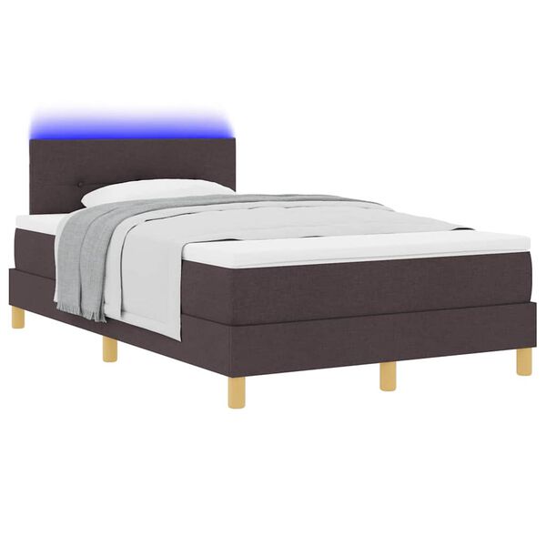 vidaXL LED Boxspringbett mit Matratze Dunkelbraun 120 x 190 cm Stoff