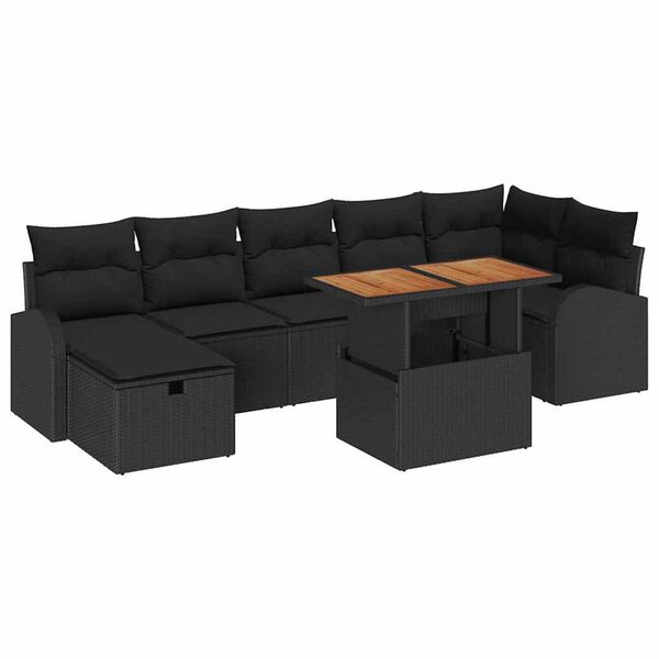 vidaXL Garten-Sofa-Set 8 pcs Schwarz Poly-Rattan