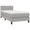 vidaXL Boxspringbett mit Matratze & LED Hellgrau 80x200 cm Stoff