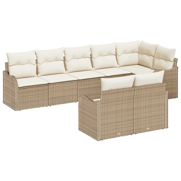 vidaXL Gartensofa-set Beige Poly-Rattan