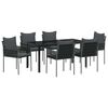vidaXL Garten Essgruppe 7 pcs Schwarz und Grau PE-Rattan
