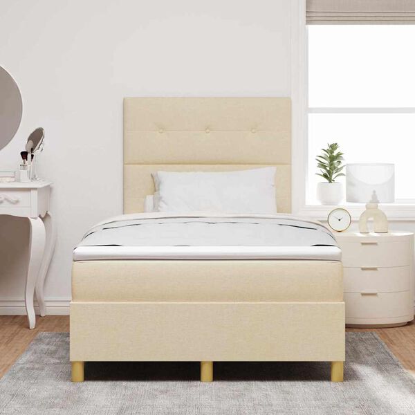 vidaXL Boxspringbett mit Kopfteil Creme 120 x 190 cm Stoff