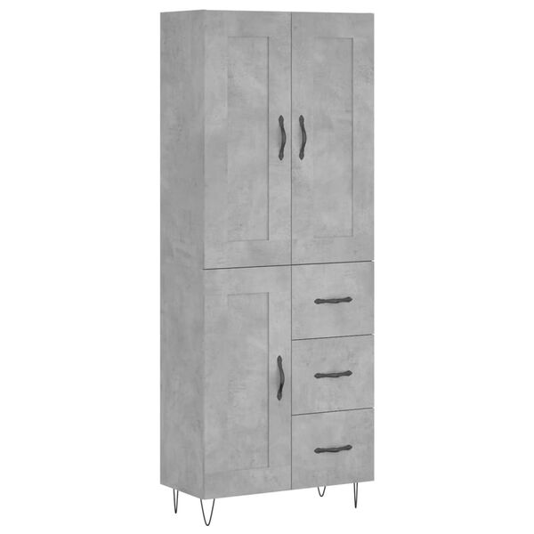 vidaXL Highboard Betongrau 69,5x34x180 cm Holzwerkstoff