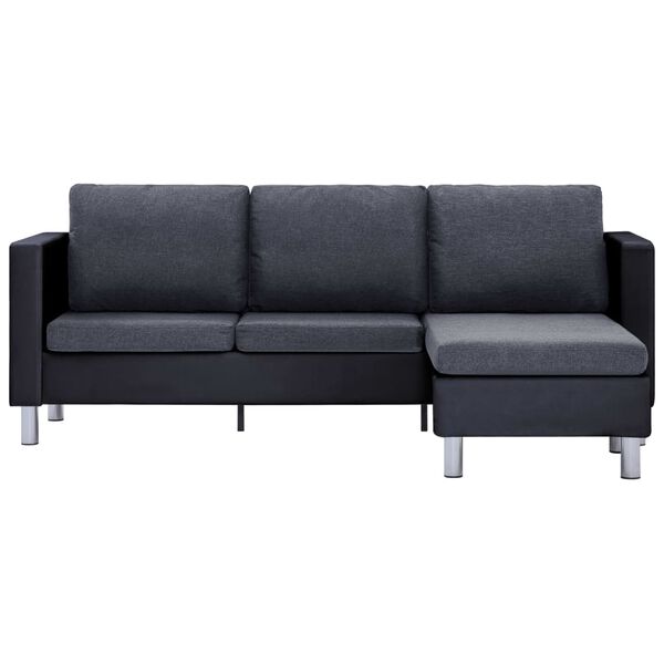 vidaXL 3-Sitzer-Sofa mit Kissen Schwarz Kunstleder
