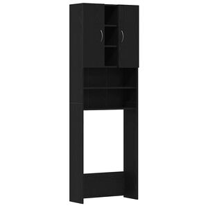 vidaXL Waschmaschinenschrank Schwarz Eichen-Optik 64x25,5x190 cm