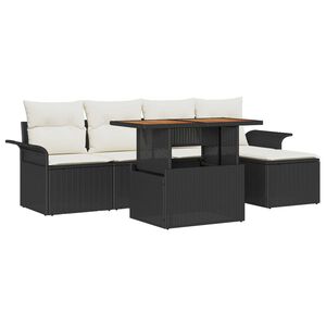 vidaXL Garten-Sofa-Set mit Speicher 6 pcs Schwarz Poly Rattan