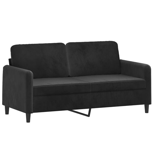 vidaXL 2-Sitzer-Sofa mit Kissen Schwarz 140 cm Samt