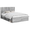 vidaXL Bettgestell mit Stauraum und Kopfteil Grau Sonoma 120 x 190 cm