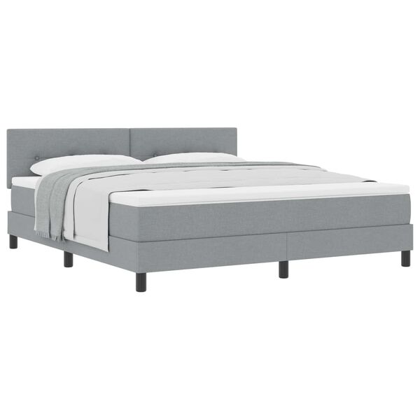 vidaXL Boxspringbett mit Matratze Hellgrau 180 x 200 cm Stoff