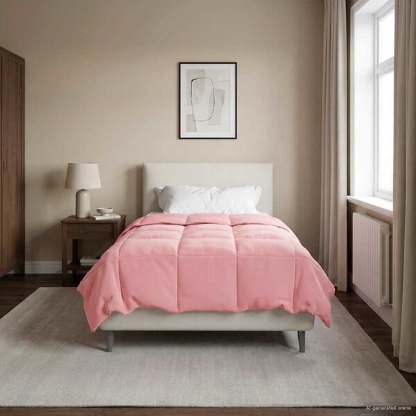 vidaXL Winterbettdecke Gepolstert Rosa 140 x 220 cm Mikrofaser