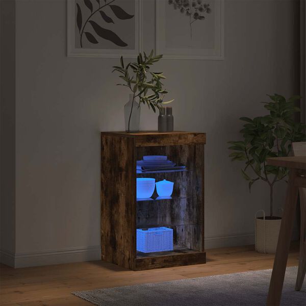 vidaXL Sideboard mit LED-Leuchten R&auml;uchereiche 41x37x67 cm