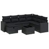 vidaXL 8-tlg. Garten-Sofagarnitur mit Kissen Schwarz Poly Rattan
