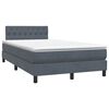 vidaXL Boxspringbett mit Matratze & LED Dunkelgrau 120x210 cm Samt