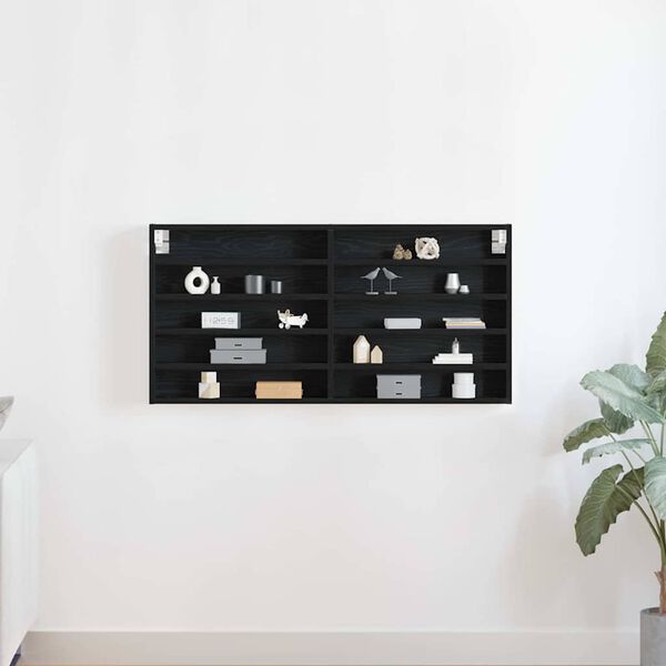 vidaXL Vitrine Schwarz Eichen-Optik 100 x 8,5 x 50 cm Holzwerkstoff