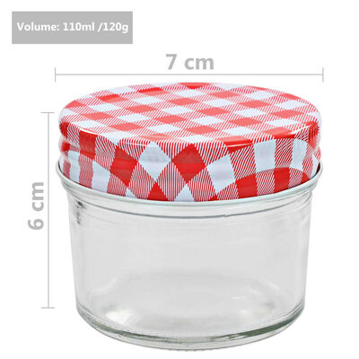 vidaXL Marmeladengläser mit Weißen/Roten Deckeln 96 Stk. 110 ml