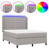 vidaXL Boxspringbett mit Matratze & LED Hellgrau 140x190 cm Stoff