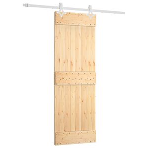 vidaXL Schiebet&uuml;r Nat&uuml;rlich und Wei&szlig; 70 x 210 cm Massivkiefer
