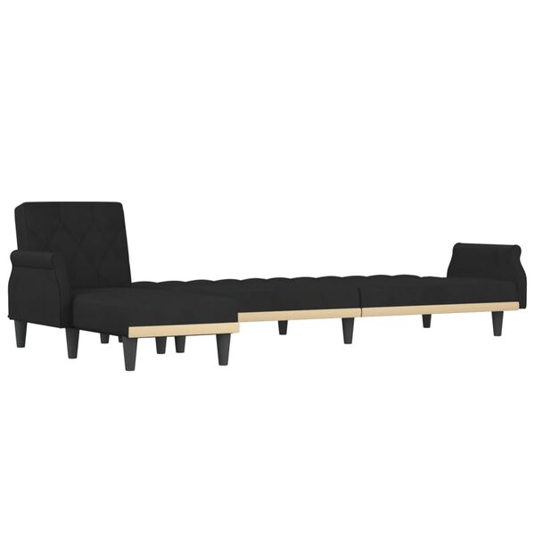 vidaXL Schlafsofa in L-Form Schwarz 271x140x70 cm Samt