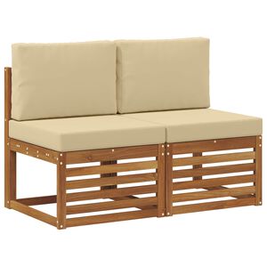 vidaXL 2 St&uuml;ck Outdoor Mittelsofa Massivholz Akazie Natur