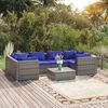 vidaXL 7-tlg. Garten-Lounge-Set mit Kissen Poly Rattan Grau