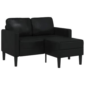 vidaXL 2-Sitzer-Sofa mit Chaiselongue L-förmig Schwarz 125 cm Kunstleder