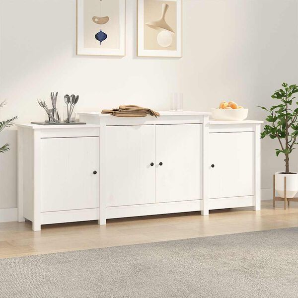 vidaXL Sideboard Weiß 164x37x68 cm Massivholz Kiefer