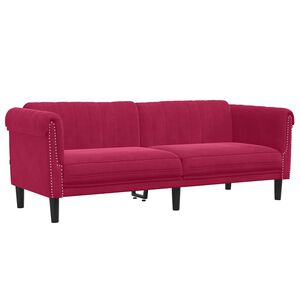 vidaXL Sofa 3-Sitzer Weinrot Samt
