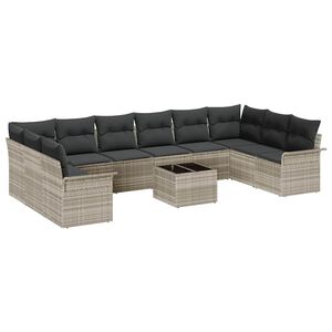 vidaXL Gartensofa-set 11 stk. Hellgrau Poly-Rattan