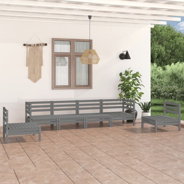 vidaXL 6-tlg. Garten-Lounge-Set Grau Kiefer Massivholz